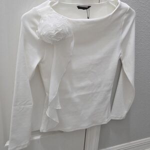 Zara Cream Blouse with Floral Accent